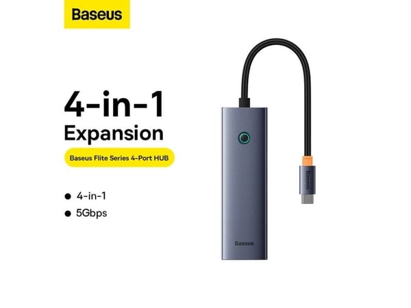 4in1 Hub Baseus UltraJoy USB-C USB 3.0:aan (harmaa tila)