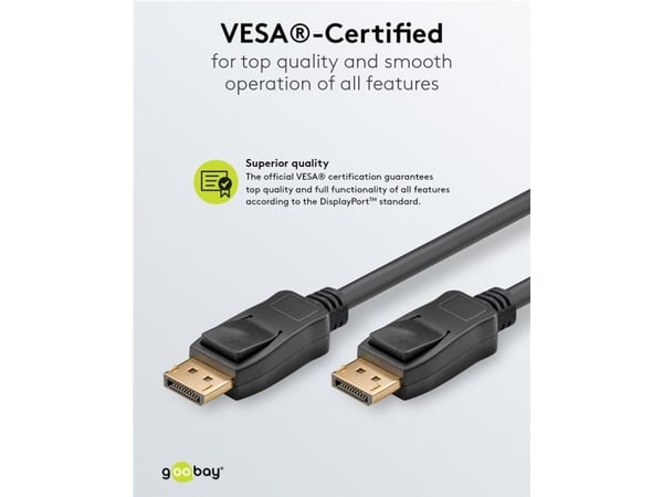 Goobay 74778, 2 m, DisplayPort, DisplayPort, Uros, Uros, 7680 x 4320 pikseliä