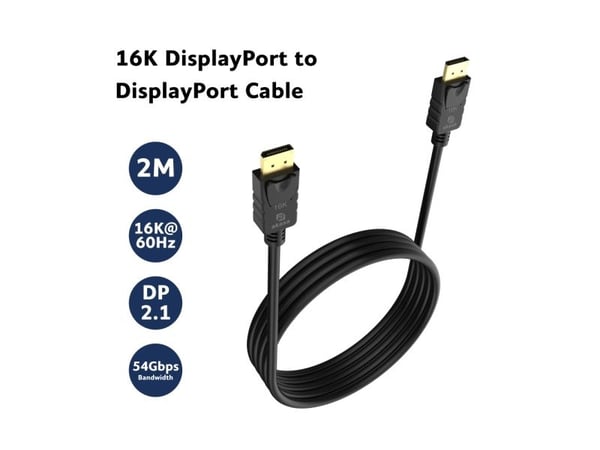 Akasa 16K DisplayPort-kaapeli - 2m, musta