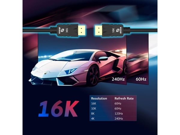 Akasa 16K DisplayPort-kaapeli - 2m, musta