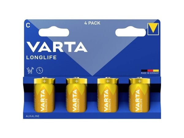 Varta Longlife C, Engangsbatteri, C, Alkalinsk, 1,5 V, 2 stykker, 50 mm
