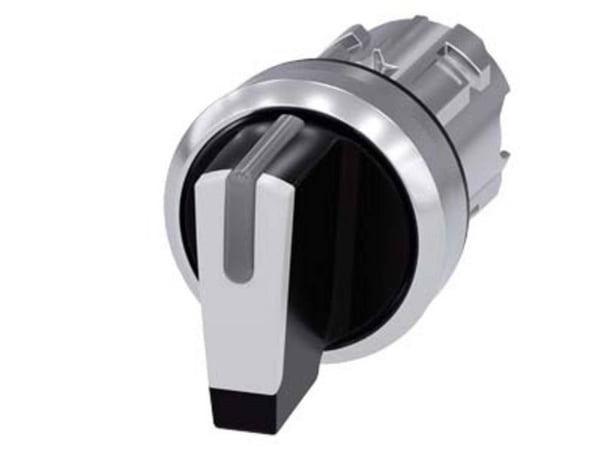 Siemens 3SU10522BL600AA0 3SU1052-2BL60-0AA0 Kääntökytkin Eturengas metallia, kiiltävä musta, valkoinen 2 x 45° 1 kpl