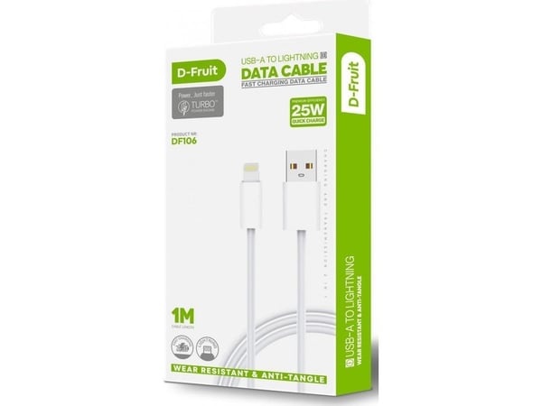 D-Fruit-kabel USB-A till Lightning DF106 1 m, vit D-Fruit-kabel USB-A till Lightning DF106 1 m, vit