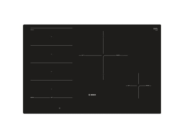 Bosch Serie | 8 PXE801DC1E - Induksjonskomfyrtopp - 4 plater - Nisje - bredde: 78 cm - dybde: 50 cm - svart