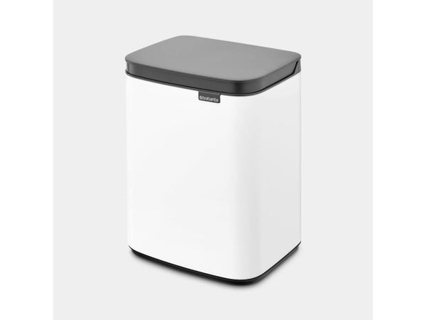 Brabantia Bo Waste Bin, 4 l, Rektangulær, Stål, Sort, Hvit, Stål, Manuell