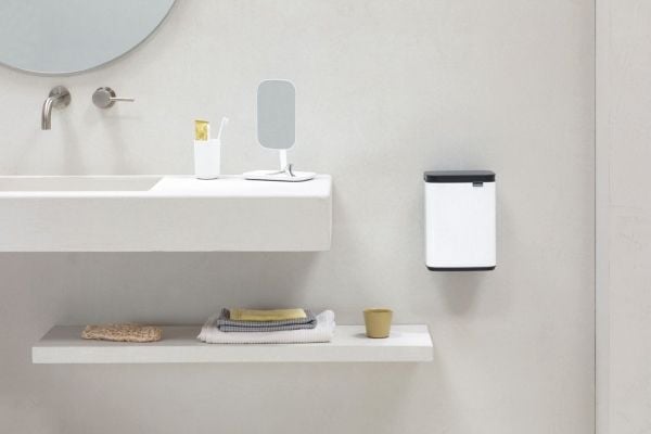 Brabantia Bo Waste Bin, 4 l, Rektangulær, Stål, Sort, Hvit, Stål, Manuell