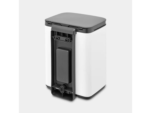 Brabantia Bo Waste Bin, 4 l, Rektangulær, Stål, Sort, Hvit, Stål, Manuell