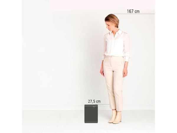 Brabantia Bo Waste Bin, 4 l, Rektangulær, Stål, Sort, Stål, Manuell