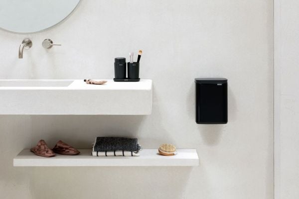Brabantia Bo Waste Bin, 4 l, Rektangulær, Stål, Sort, Stål, Manuell
