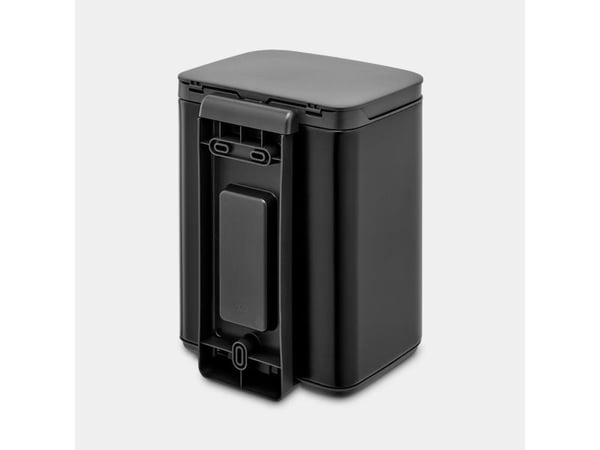 Brabantia Bo Waste Bin, 4 l, Rektangulær, Stål, Sort, Stål, Manuell