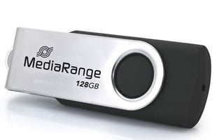 MediaRange MR1954, 128 GB, USB Type-C, 3.2 Gen 1 (3.1 Gen 1), 80 MB/s, Taittuva, musta, Hopea