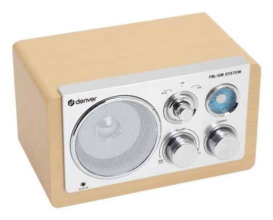 Radio AM/FM Analoginen asetus AUX-tulo TR-63LW Vaalea puu