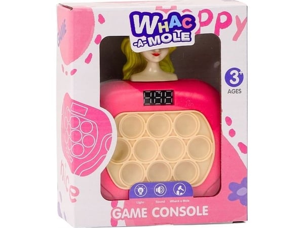 LeanToys Pop-It Wack-a-Mole dukke med lys og lyder rosa sensorisk