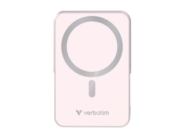 Verbatim Charge 'n' Go - Trådløs nødlader - magnetisk, med stativ - Li-pol - 10000 mAh - 20 watt - 3 A - PD (USB-C) - rosa
