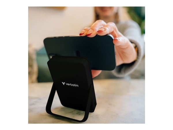 Verbatim Charge 'n' Go - Trådløs nødlader - magnetisk, med stativ - Li-pol - 10000 mAh - 20 watt - 3 A - PD (USB-C) - svart
