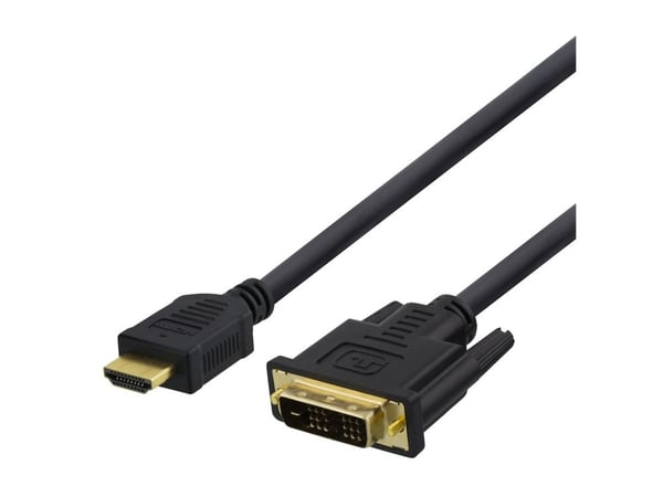 DELTACO - Adapterkabel - enkel länk - HDMI hane till DVI-D hane - 2 m - svart - 1080p stöd 60 Hz