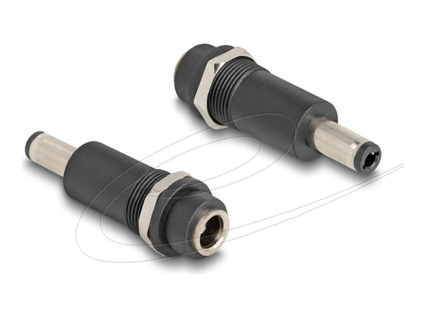 Delock - Strømadapter - 5,5 x 2,5 mm DC-jakk (hann) til 5,5 x 2,1 mm DC-jakk (hunn) gjenget - svart