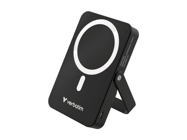 Verbatim Charge 'n' Go - Trådløs nødlader - magnetisk, med stativ - Li-pol - 10000 mAh - 20 watt - 3 A - PD (USB-C) - svart