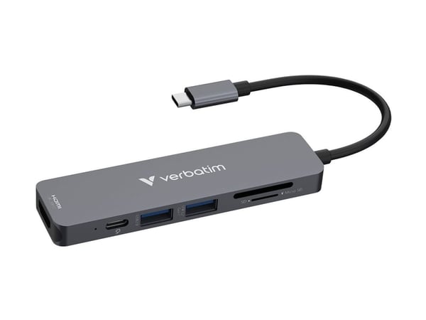 Verbatim USB-C/HDMI/USB-A 3.2/USB-A 2.0/SD/microSD-keskittimen sovitin alumiini 32156