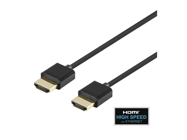 Ultratynn HDMI-kabel DELTACO 4K UHD, 2m, svart / R00100018