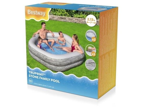 Bestway oppblåsbar familiebasseng 213x206x53 cm - med tilbehør