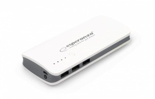 Esperanza EMP106WE Radium, Harmaa, Valkoinen, Universaali, Suorakulmio, 8000 mAh, USB, 5 V