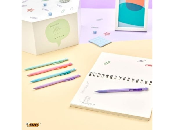 BIC Matic Pastel, Blå, Grön, lila, Rosa, Lila, Färglös, HB, 0,7 mm, Hexagonal, Infällbar