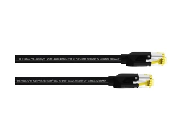 Cordial 15541, 15 m, Cat5e, S/UTP (STP), RJ-45, RJ-45, Svart