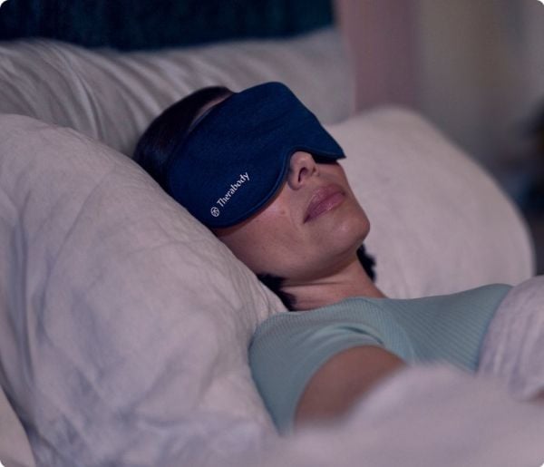 Therabody SleepMask, Kombomassasje, Ansikt, Svart, Blå, ABS, Stoff, PVC, Polykarbonat (PC), Batteri, 240 min