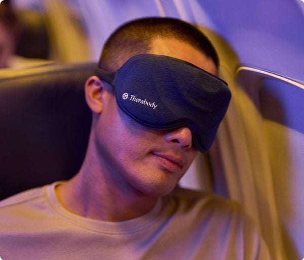 Therabody SleepMask, Kombomassasje, Ansikt, Svart, Blå, ABS, Stoff, PVC, Polykarbonat (PC), Batteri, 240 min