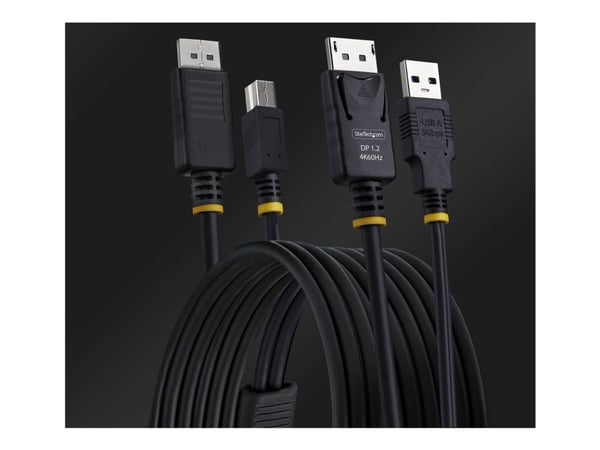 StarTech.com DU1226-KVM-CABLE, 1,8 m, USB, USB, DisplayPort, musta, DisplayPort + USB 3.2 Gen 1 Type-A