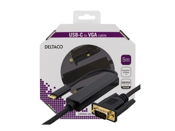 DELTACO USBC-1089-K - Ekstern videoadapter - USB-C - VGA