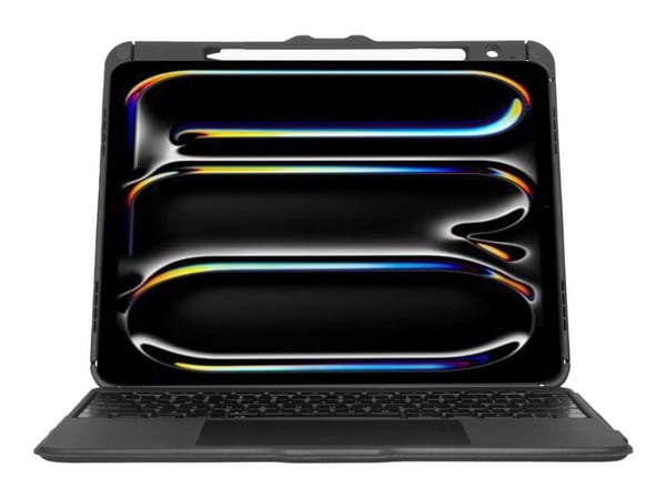 Targus Versavu - Tangentbord och foliefodral (tangentbordshölje) - med pekdyna - bakgrundsbelyst - trådlös - Bluetooth 5.0 - QWERTY - spansk - svart