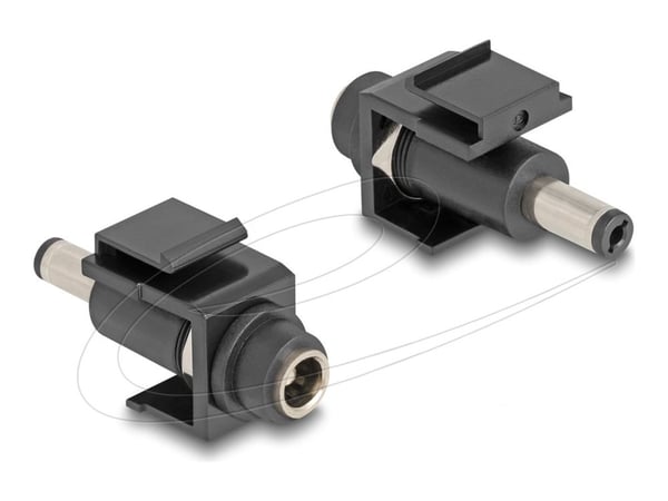 Delock Keystone-moduuli DC 5,5 x 2,5 mm naaras DC 5,5 x 2,1 mm uros musta