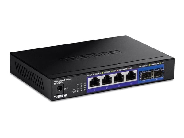 TRENDnet TEG-S562 - Version v1.0R - switch - multi-gigabit - ikke-styrt - 4 x 10/100/1000/2.5G + 2 x 10 Gigabit SFP+ - veggmonterbar - TAA-samsvar