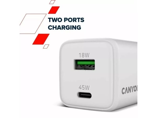 Canyon CU45AC vegglader 45W 1x USB-C 18W 1x USB-A