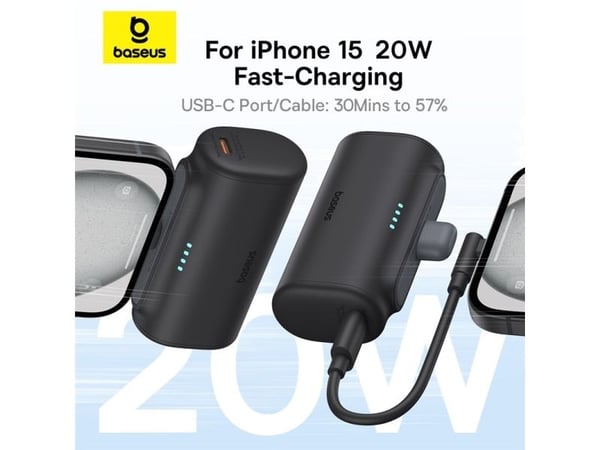 Baseus Compact 5000mAh 20W USB-C musta