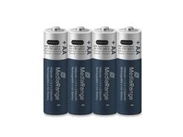 MediaRange MRBAT161, Oppladbart batteri, AA, Lithium-Ion (Li-Ion), 1,5 V, 4 stykker, 1400 mAh