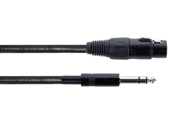 Cordial 14821, XLR, Hunkjønn, 6.35mm, Hankjønn, 1,5 m, Svart