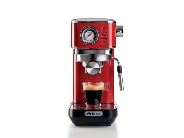 Ariete Moderna Line 1381/33, Espressokone, 1,1 L, Kahvinappi, Jauhettu kahvi, 1300 W, Punainen