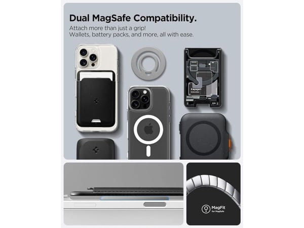 Spigen Dual Pop (MagFit), O-ring, Grå, Silikon, Apple, iPhone 16 / 16 Plus / 16 Pro / 16 Pro Max (2024) iPhone 15 / 15 Plus / 15 Pro / 15 Pro Max (...