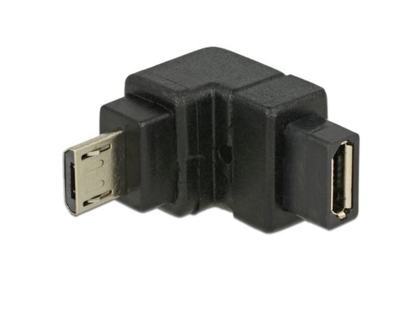 Delock - USB-adapter - Micro-USB type B (hunn) til Micro-USB type B (hann) - 90°-kontakt, nedvinklet kontakt - svart