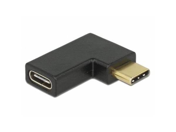 DeLOCK - USB-sovitin - USB-C (uros) - USB-C (naaras) vasen kulma - USB 3.1 Gen 2 - musta