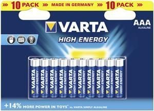 Varta High Energy AAA 10-pack, Kertakäyttöinen akku, Alkali, 1,5 V, 10 kpl, AAA