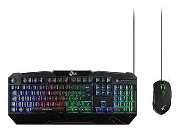 MediaRange MRGS102-UK, Kabel, USB, QWERTY, RGB LED, Svart, Mus inkluderad