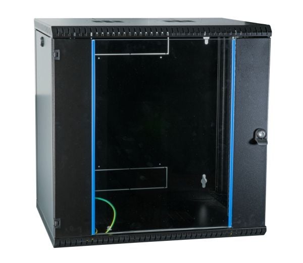 EFB Elektronik 691712VTS.45, Veggmonterbar hylle, 12U, 50 kg, Nøkkellås, Svart