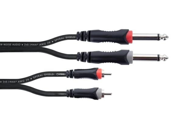 Cordial 14842, 2 x 6.35mm, Hankjønn, 2 x RCA, Hankjønn, 6 m, Svart, Rød