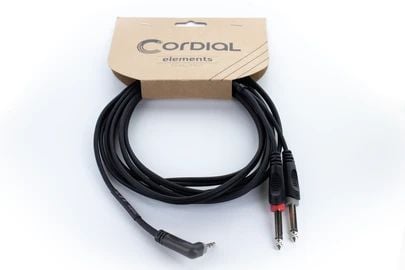 Cordial EY 3 WRPP, 3.5mm, Hankjønn, 2 x 6.35mm, Hunkjønn, 3 m, Svart