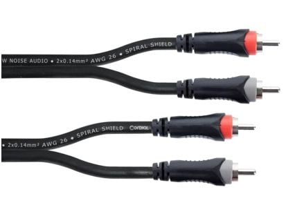 Cordial 14837, 2 x RCA, Uros, 2 x RCA, Uros, 3 m, musta, Punainen