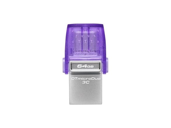 Kingston DataTraveler microDuo 3C USB-minne Retail 64 GB Rostfritt stål, Violet DTDUO3CG3/64GB USB-A (USB 3.2 Gen 1), USB-C®